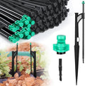 50 Pcs 12.8 Inch Drip Irrigation Stakes with 180 Degree Sprayer Emitters and Sprinkler Extension Riser 1/4 Inch Drip Line Sprinkler Support Stakes for Garden Watering SystemGreen
