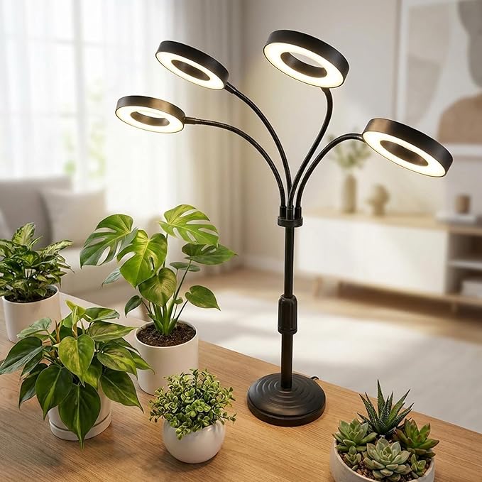Grow Light for Indoor Plants LED Plant Growing Lamps with 3/9/12H Timer Adjustable Neck &amp Brightness for Tabletop Plants Seed Starting Herbs