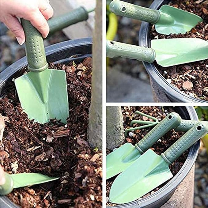 Garden Tools Set 3 Pieces Gardening Hand Kits Garden Accessories Stainless Steel Loose Soil Pot Planting Flowering Tool for Gardening Pruning Pot Planting