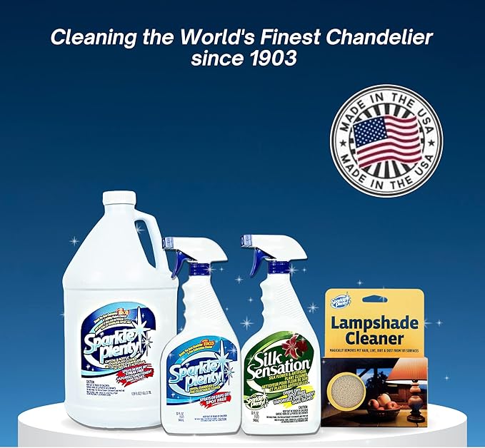 Sparkle Plenty Silk Sensation Cleaning Solutions Bundle - Sparkle Plenty Chandelier Cleaner Drip Dry Spray No Wipe &amp Silk Plant Cleaner Spray No Wipe - Artificial Plants &amp Flowers Spray Away C