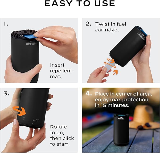 Thermacell Patio Shield Mosquito Repeller (2-Pack Bundle) Includes 24-Hour Refill &amp 6 Repellent Mats Highly Effective Mosquito Repellent for Patio Bug Spray Alternative