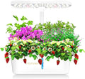 Indoor Hydroponics Growing System: Indoor Fresh Vegetable Herb Garden Kit with LED Grow Light Quiet Smart Water Pump Automatic Timer - Planter for Home Kitchen Office (White 12 pod)