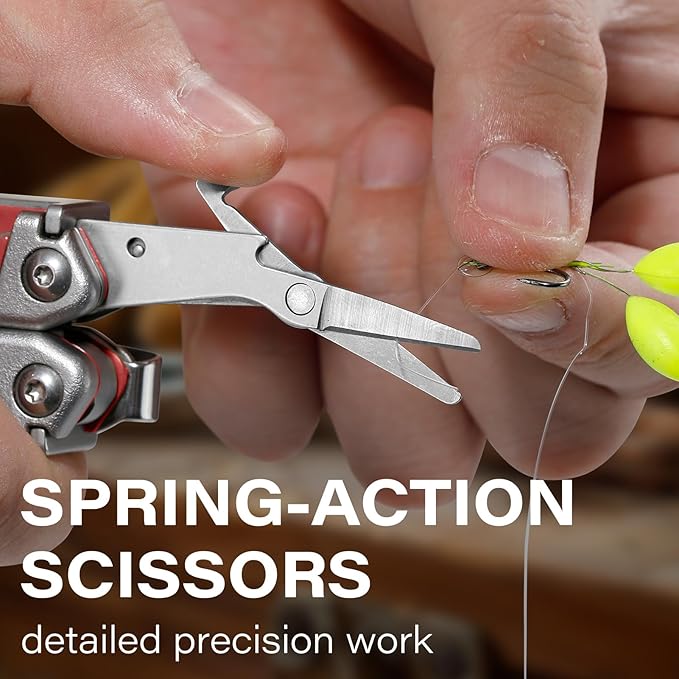 Multitool 21-in-1 Multi Tool Pliers with Safety Locking and Spring-Action Scissors Heavy-duty Stainless Steel Multi-tool Set with Nylon Sheath for Work Home Garden DIY &amp Auto Brick Red