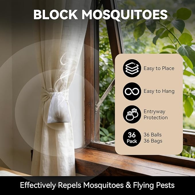 Mosquito Repellent 33 Balls – Mosquito Repellent Outdoor Patio &amp Indoor Natural Mosquito Deterrent for Yard Patio Camping &amp Travel