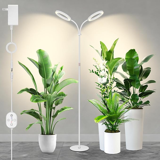 Large Plant Lights for Indoor Growing 24V 660nm-Enhanced Full Spectrum LUMILEDS LED Grow Light 2×6.3in Grow lamp with Timer &amp Dimming Adjustable Height 22-70in 30W 320μmol/s/m²@6in K30-W