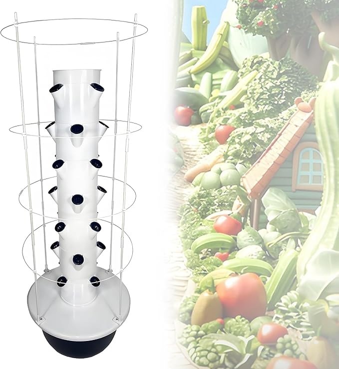 Hydroponic Growing System Kit Hydroponic Garden Tower with Pump System and Plant Climbing Frame Indoor Vertical Hydroponic Garden Tower for Gardening Lover 7Layer