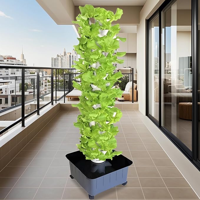 45-Plant Hydroponics Tower Vertical Planter Tower Garden Vertical Growing System Kit Indoor Planter Germination Kit for Herbs Fruits Vegetables