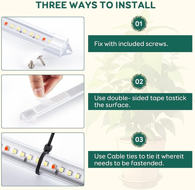2-Bar Grow Light Strips for Indoor Plants 16 Full Spectrum Plant Lights 6500K Sunlike Grow Lights with 6/12/18H Timer 5-Level Dimmable for Indoor Growing (2 Pack)