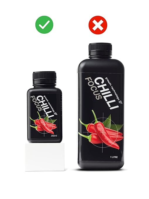 Growth Technology GT Chilli Focus Liquid Plant Food &amp Nutrient Solution for Chillies Peppers Tomatoes &amp Vegetables – Supports Indoor Houseplants Outdoor Gardens &amp Container Plots 8.5 f