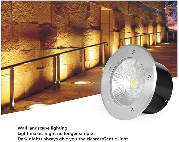 4Pcs Recessed Ground Spotlight - Cob Outdoor Underground Light Cob Recessed Step Underground Light Iip65 Waterproof Outdoor Round Garden Landscape Light for Path Deck-White Light-5W