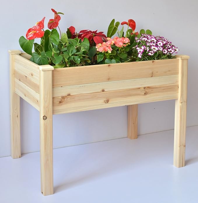Master Gardner Elevated Garden Bed - Heavy-Duty 48 x 36 Raised Planter Box with Storage Shelf &amp Durable Wood Frame for Outdoor Gardening Vegetables Flowers &amp Herbs