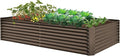 8×4×2 ft Galvanized Raised Garden Bed Outdoor Planter GBoxes Large Metal Planter Box for Gardening Vegetables Fruits Flowers Brown