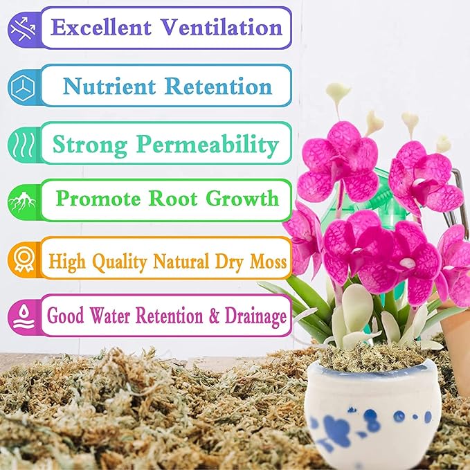 Legigo 2.2LBS Premium Sphagnum Moss for Plants- 40QT Natural Succulent Carnivorous Plant Moss Dried Long Fiber Orchid Moss for Orchid Repotting Succulent Sarracenia Potted Plants Gardening &amp Rept