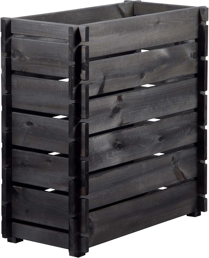 Raised Bed with Plug-in System Planter with Plant Film 79 x 37 x 79 cm Pine Wood Charcoal