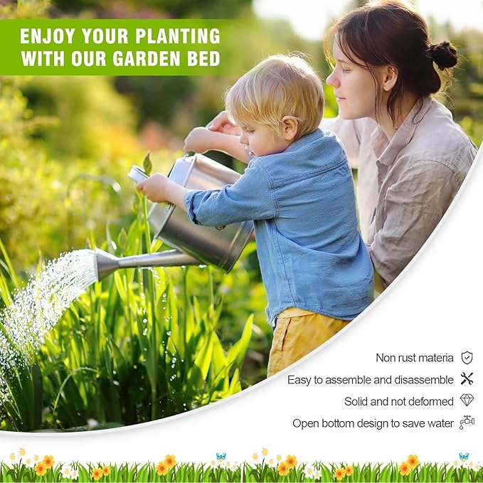 Galvanized Garden Bed Outdoor Raised Garden Bed for Vegetables Flowers and Herbs Planting Boxes Metal Planter Boxes Large Galvanized Steel Raised Bed Kit 8x4x1ft Planter Raised Beds
