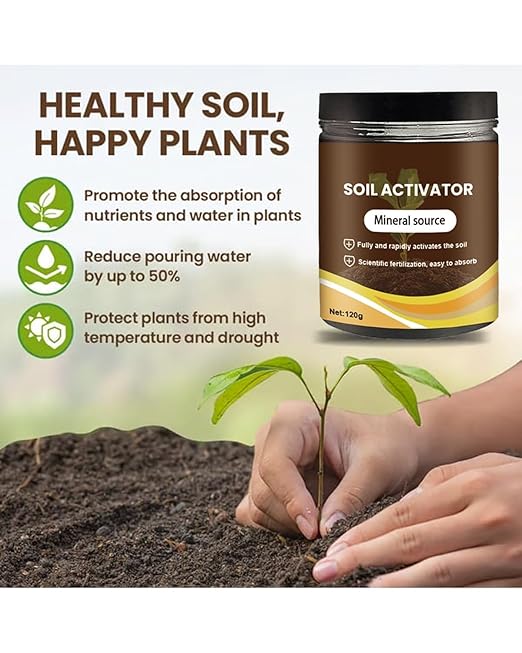 Soil Activated - Soil Activator for Plants Organic Soils Activator &amp Plant Fertilizer for Raised Garden Beds Potting Mix and Seedling Compost Prevent Compaction Promote Plant Rooting 60g (5)