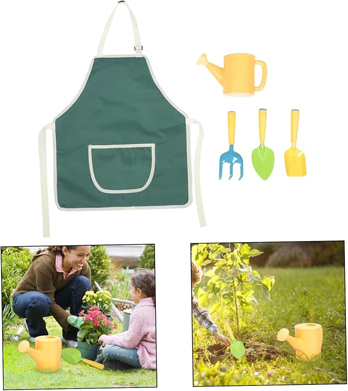 HANABASS Children's Mini Garden Tool Set 5-Piece Loosening Shovel Rake Watering Can Perfect for Planting and Bonsai