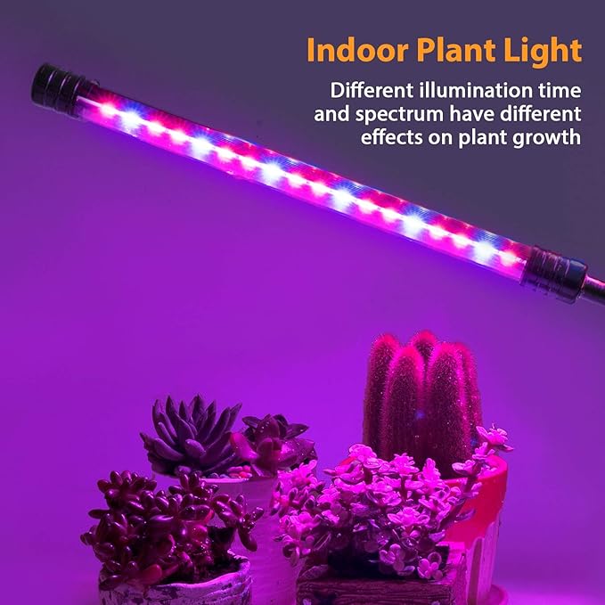 LED Grow Lights for Indoor Plants 40W Plant Growing Lamps Auto ON/Off with Red Blue Spectrum3Heads Adjustable Gooseneck with 4/8/12H Timer 5 Dimmable Brightness