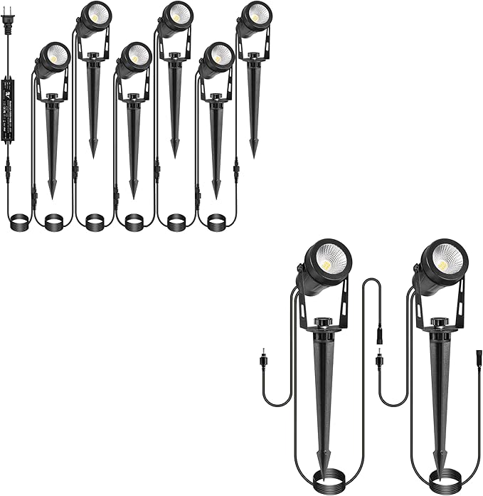 Low Voltage Landscape Lights 6 Pack + 2 Pack Extendable Outdoor Landscape Lights
