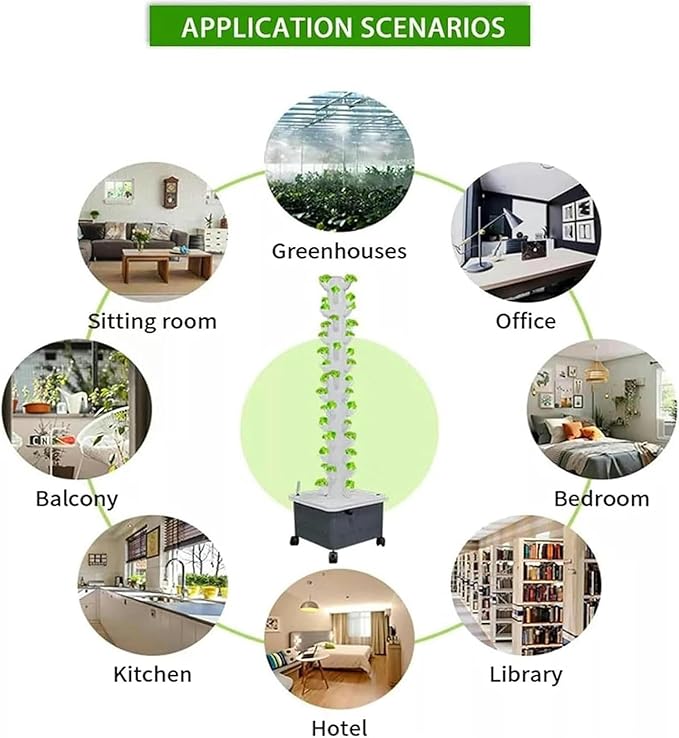 15 -Story Hydroponic Tower and 45 Holes Aquaponic Cultivation Airplane Crop Kit for Herbal Tower Fruits and Vegetables with Moisturizing Pump Adapt