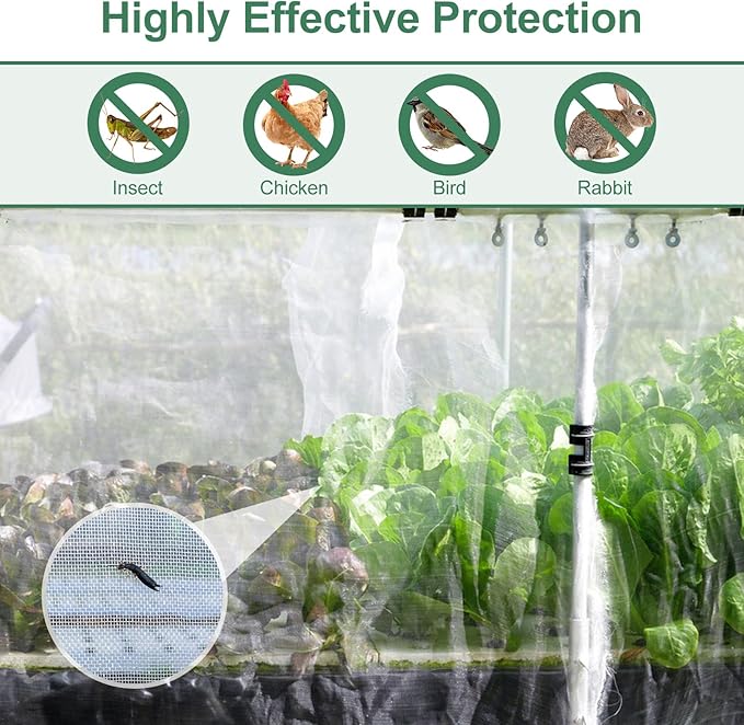 Garden Netting Pest Barrier 10 x 50FT Garden Mesh Netting Insect Netting Garden Neting for Raised Beds Garden Insect Barrier Plant Mesh Cover for Vegetable Flowers Fruits Plants Greenhouse