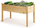 Idzo Raised Garden Bed with Legs Durable Elevated Garden Box with Wax Oil Coated 48x24x30in Wood Planter with Big Planter Box Load Up to 220 Pounds Ergonomic Height for Convenient Plants Care