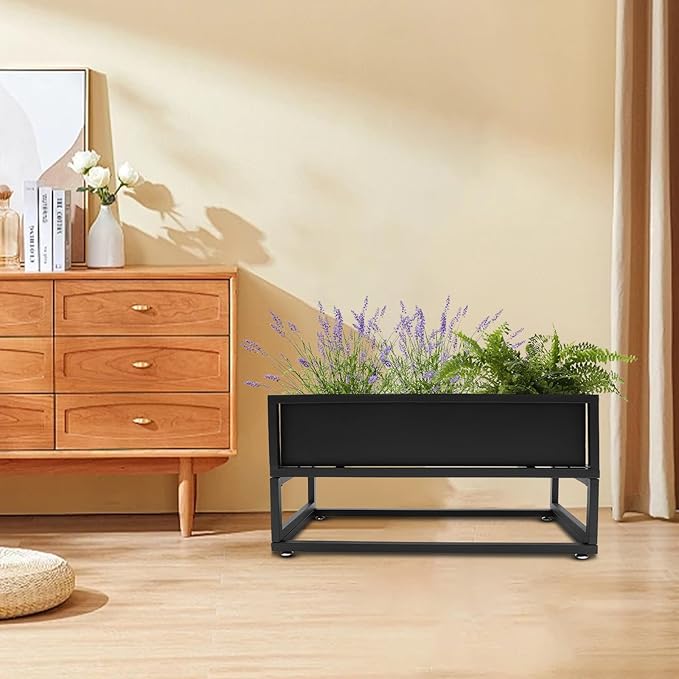 Standing Planter Box 14 Inch Outdoor/Indoor Metal Planter Box Elevated Garden Box Raised Garden Bed for Vegetable Flower Herb Fruit