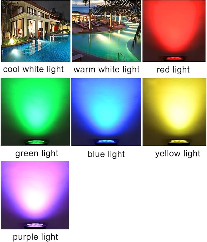 Submersible LED Pond Spotlight - 12V Waterproof Lighting for Garden Fountain Spa and Landscape (12W White 15W Yellow)