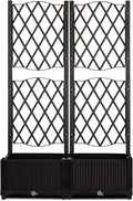 Garden Raised Bed Planter with Trellis Planter Box with Trellis Raised Garden Bed Outdoor for Plants Hanging Flower Garden Bed Plastic Planter Box with Lattice Trellis for Vine Climbing Plants