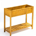 Premium Fir Wooden Raised Garden Bed with Four Legs for Backyard and Balcony GardeningSuitable for Indoor and Outdoor useBottom with Storage Rack35.04''×13''×29.92''
