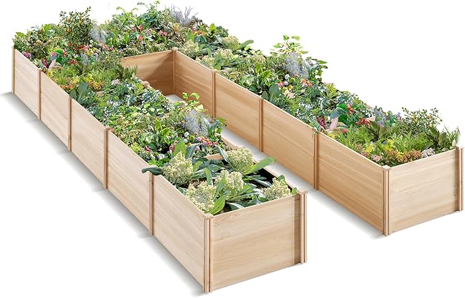 PaPaJet Raised Garden Bed for Outdoor Eleven GridsDeep Large Planter Box for Gardening Vegetables Flowers Herbs（7.5× 14.8× 1.6FT）