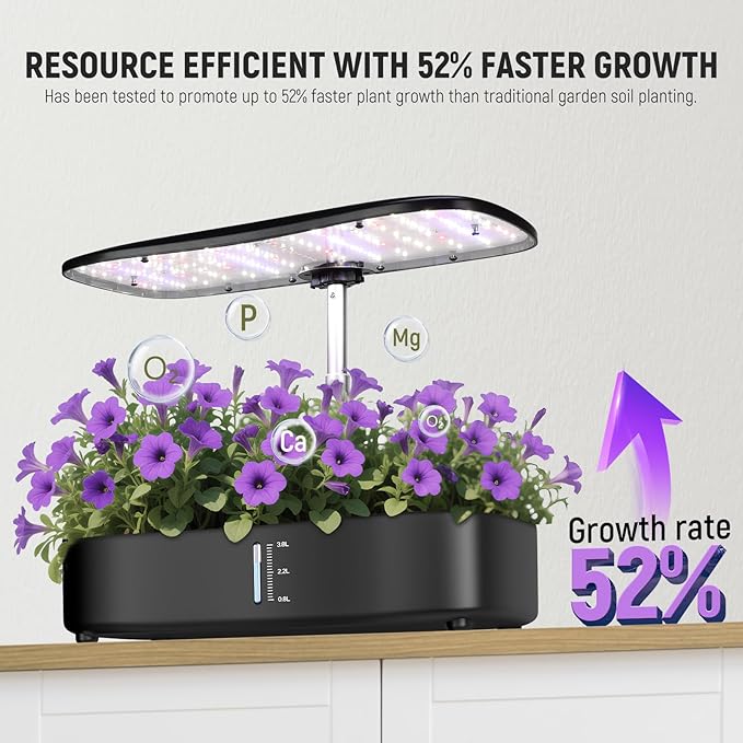 NEEWER Basics Hydroponics Growing System Kit with LED Plant Light/3 Growing Modes/12 Pods/Timer/LCD/Smart Quiet Pump Touch Light Planter for Herb Garden Vegetables Flowers Indoor Gardening HGS01