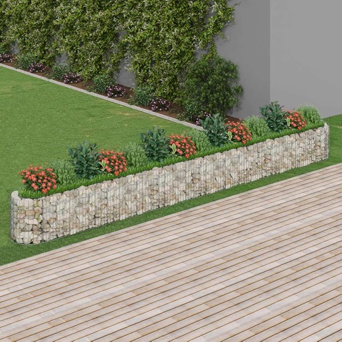Gabion Raised Bed Galvanized Iron 212.6x19.7x19.7 Large Outdoor Planters Plant Pots Large Garden Pots Outdoor Planters for Porch for Gardening Plants Outdoor Porch