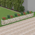 YAFF Silver Galvanized Iron Gabion Raised Bed 21.3 x 21.3 x 19.7 Inches - Rectangular Metal Garden Planter for Outdoor Use