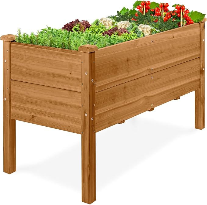 Best Choice Products 48 x 24 x 30 Raised Garden Bed with Extra Deep 16 Depth Elevated Wood Planter Box Stand for Backyard Patio Balcony Natural Fir Wood - Acorn Brown