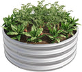 Round Galvanized Raised Garden Bed kit Steel Fire Pit Ring Flower Planter Metal Above Ground Boxes Kit Patio Ground Planter for Planting Vegetables and HerbSilver32.1×11.4