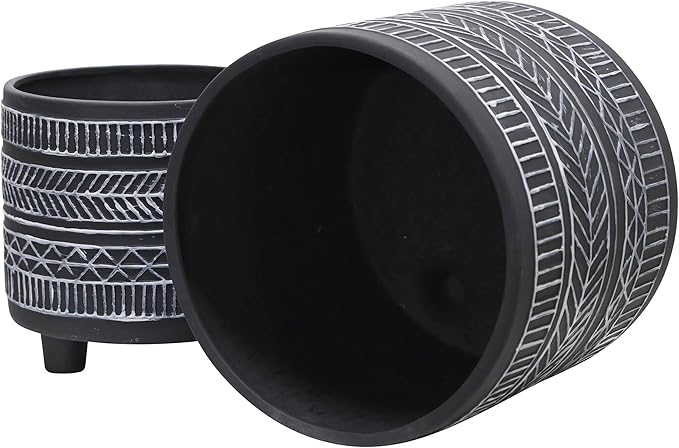 Generic S2 Tribal Look Footed Planter 68 Black