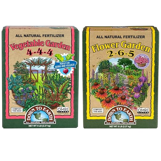 Down to Earth All Natural Fertilizer Organic Backyard Bundle Flower Garden and Vegetable Garden 5lb Each