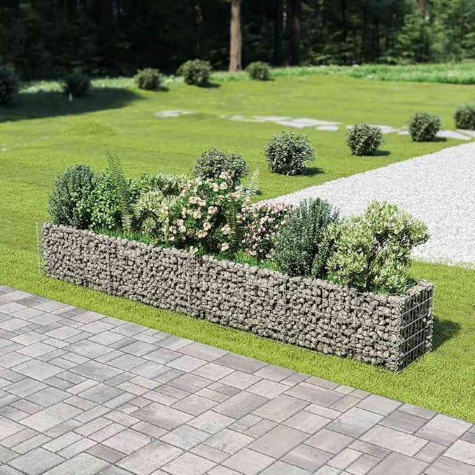 vidaXL Gabion Raised Bed Galvanised Steel 360x50x50cm Stone Basket Raised Bed