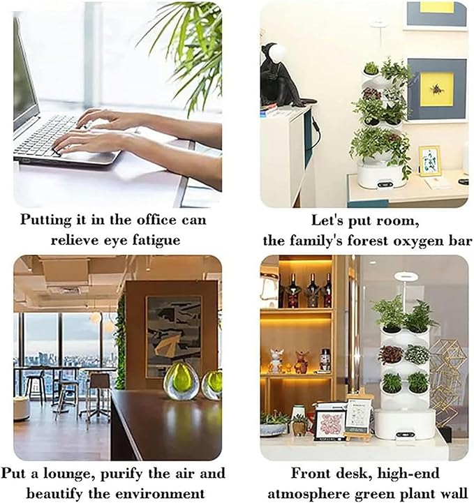 System of Hydroponic Culture 8 Capsules 4 Floors Herbal Garden Kit for Interiors with Growth LED Light and Touch Screen Bonsai Pots for Herbs Fruits and Vegetables