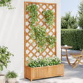 Rustic Fir Wood Raised Planter Box with Trellis 35.4 in Outdoor Indoor Garden Bed for Climbing Plants Tomato Herb Patio Balcony