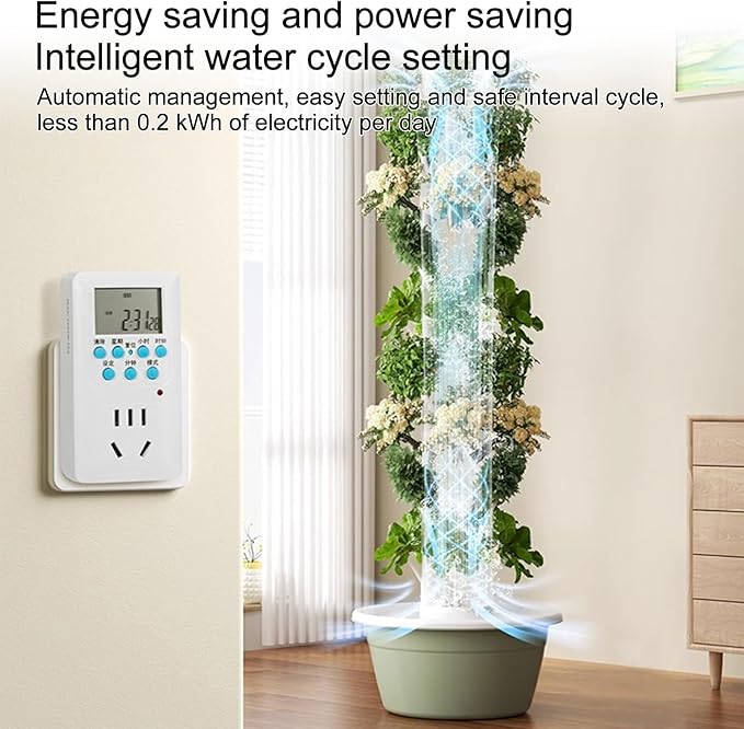 Hydroponic Tower Growing Kits Hydroponics Tower with LED Grow Light Hydroponics Tower Automatic Water Circulation System for Herbs and Vegetables 5/7/9 Thfloor(165cm/65in)
