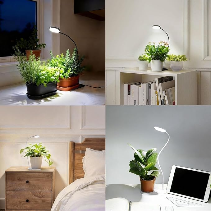 Desktop Plant Grow Light12w Growing Lamps High PpfdFull Spectrum Desk Growth Light with Automatic Timer4 Dimmable Levels（Black）