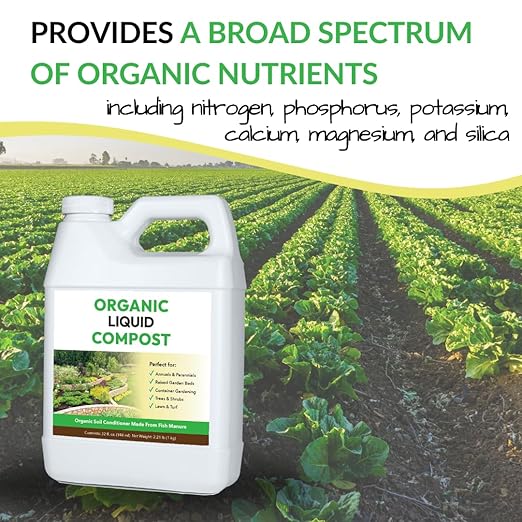 Organic Liquid Compost: Fast-Acting Alternative to Messy and Smelly Composting | Compost Tea Concentrate Perfect for Brewing Compost Teas (1 Gallon Treats Up to 20000 Sq.Feet)