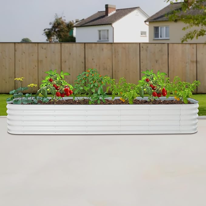 14-in-1 Modular Corrugated Metal Raised Garden Bed Kit 112.2x23.6x16.9 in Large Planter Box for Vegetables Flowers Herbs – Easy Assembly Kit for Patio Yard Backyard &amp Beginner Gardeners