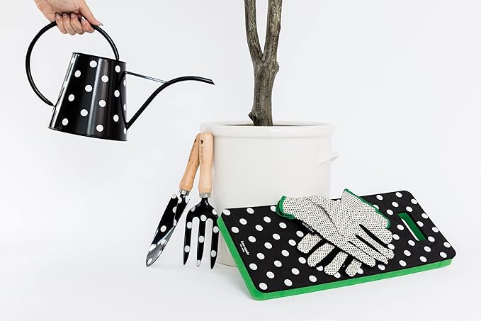 Kate Spade New York Garden Kneeler and Gardening Gloves for Women Cute Garden Tool Set with Thick Kneeling Pad and Yard Gloves Picture Dot