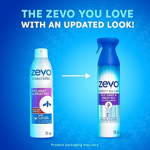 Zevo Flying Insect Killer Spray - Bug Spray for Home Use - Versatile Gnat Mosquito Fruit Fly Killer &amp More - with Rosemary &amp Cornmint Oil - for Indoor &amp Outdoor Use (3 Bottles)