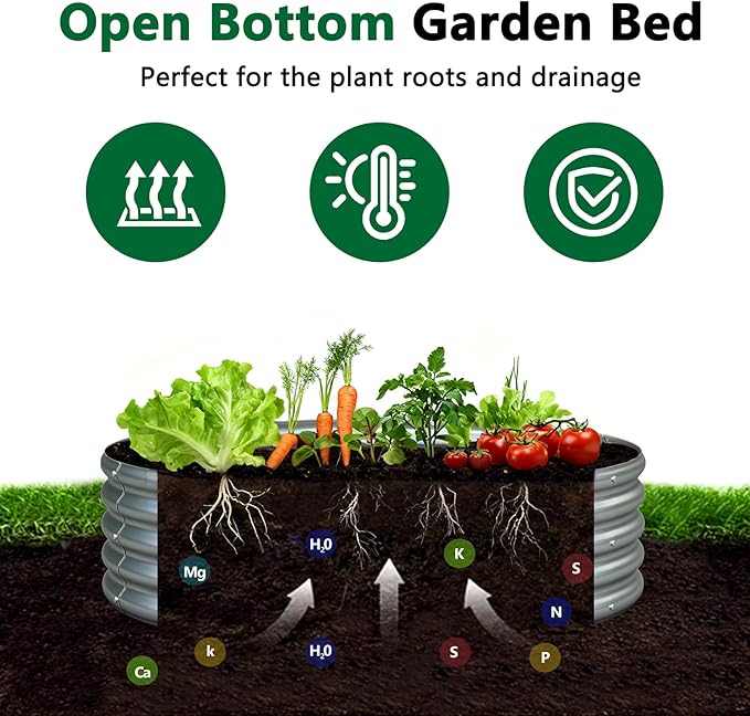 zizin 2 Pack Galvanized Raised Garden Bed Metal Round Raised Garden Beds Outdoor Planter Box for Vegetables (4FT Silver)