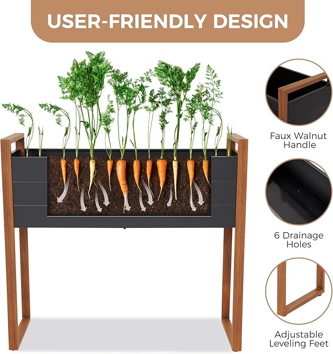 Grand patio Outdoor Planter Boxes Combo Metal Raised Garden Beds with Legs Rectangular Elevated Garden Planter Boxes for Herb Vegetables Flowers Fruits