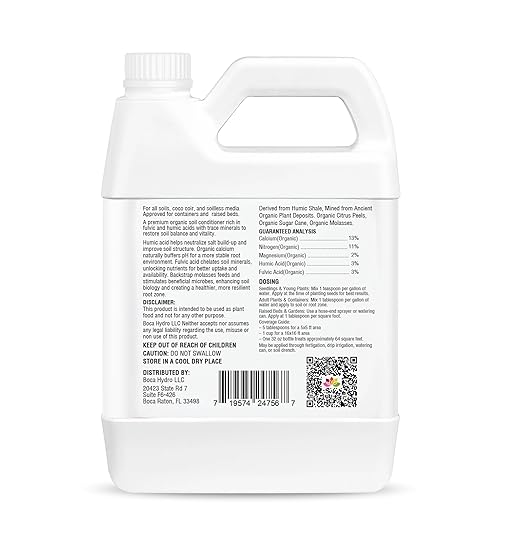 Ancient Earth Organic Liquid Humic Acid + Fulvic Acid Soil Conditioner Root Booster Root Enhancer (32 Oz)